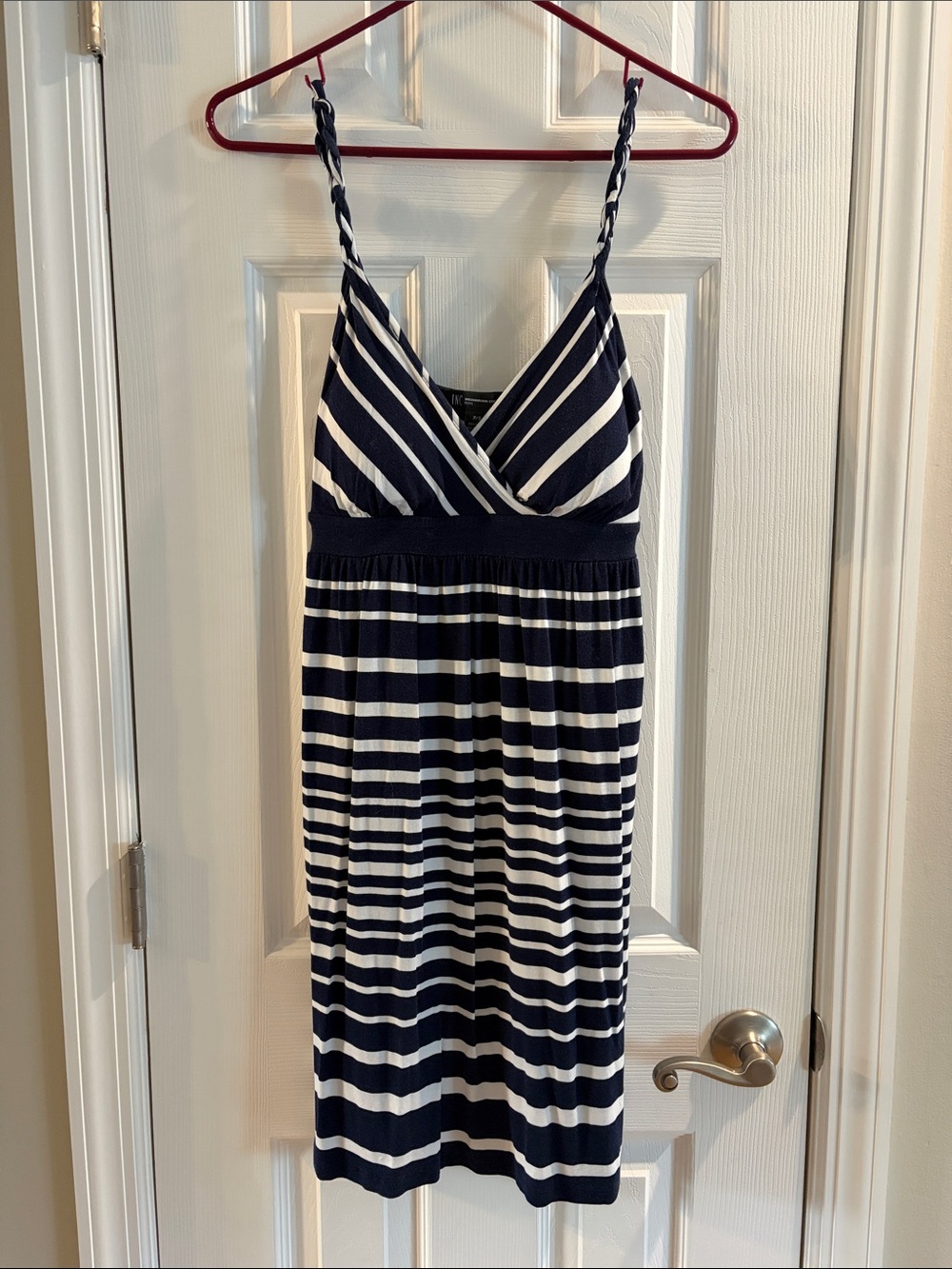 INC International Concepts Navy and White Striped Midi Dress